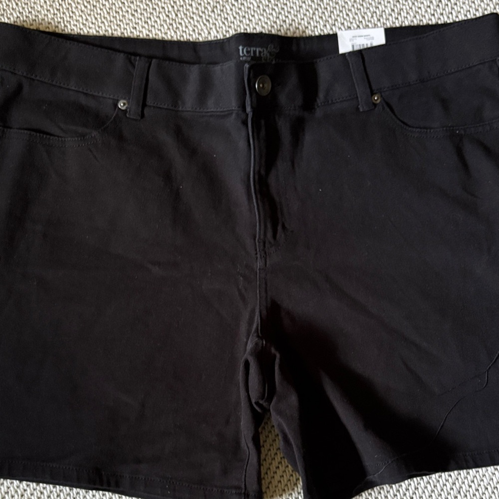 Shorts pull on black womens new size  2X(20W-22W) cotton spandex Terra & Sky